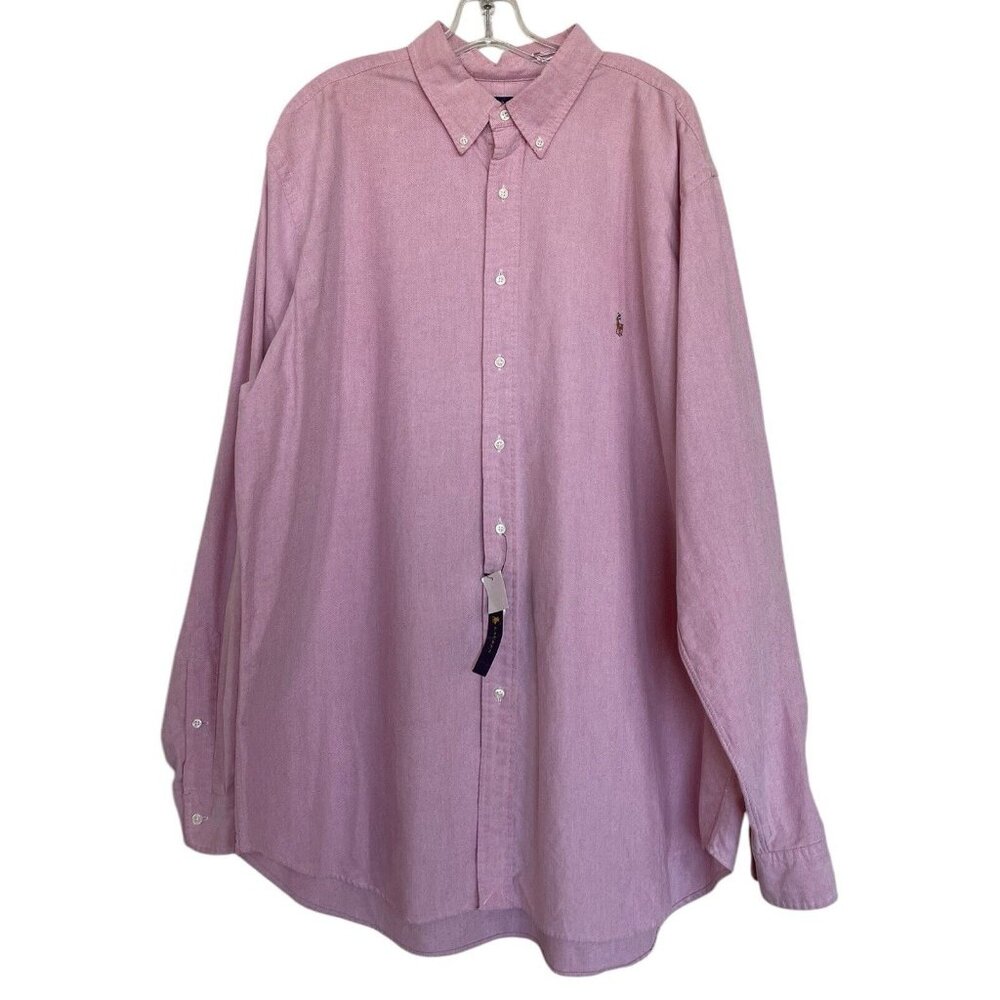 Ralph Lauren Shirt Mens Size XLT Pink Button Down Moxford Long Sleeve